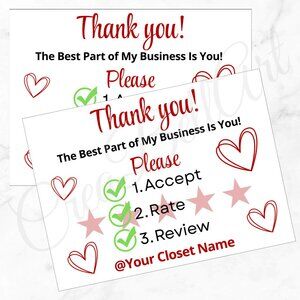 100 Pack Review Thank You Cards 4" x 3"